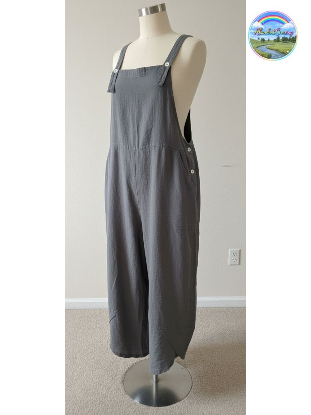 Cotton Linen Wide Leg Overalls Sleeveless Tulip Hem Summer Jumpsuit